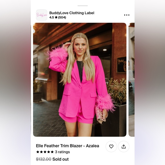 Buddy Love Elle Feather Trim Blazer - Picture 3 of 4